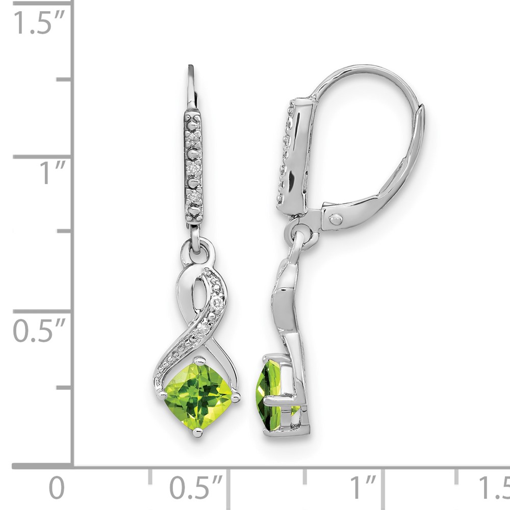 Sterling Silver Rhodium-plated Peridot and Diamond Earrings (EM7402-PE-006-SSA)