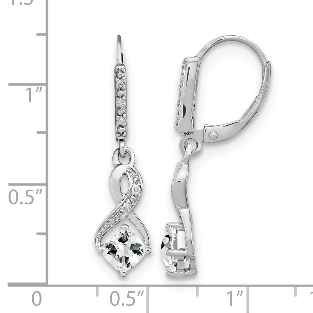 Sterling Silver Rhodium-plated White Topaz and Diamond Earrings (EM7402-WT-006-SSA)