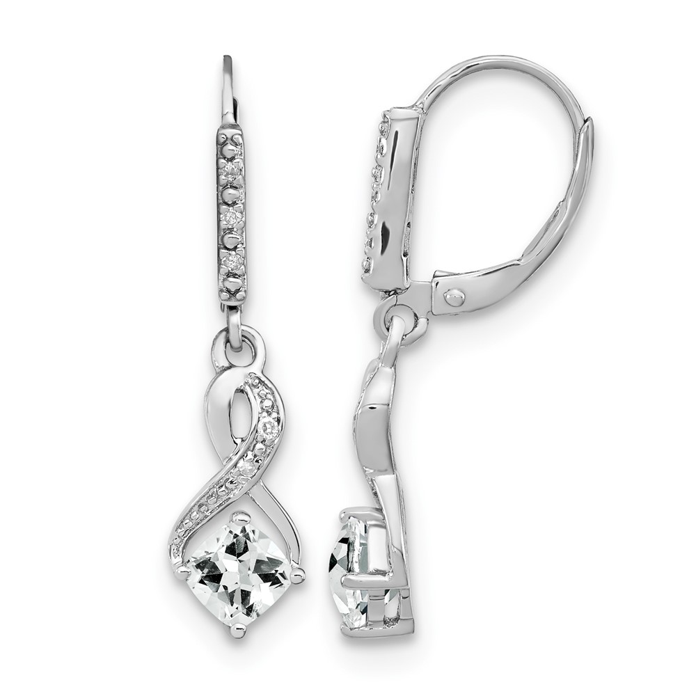 Sterling Silver Rhodium-plated White Topaz and Diamond Earrings (EM7402-WT-006-SSA)