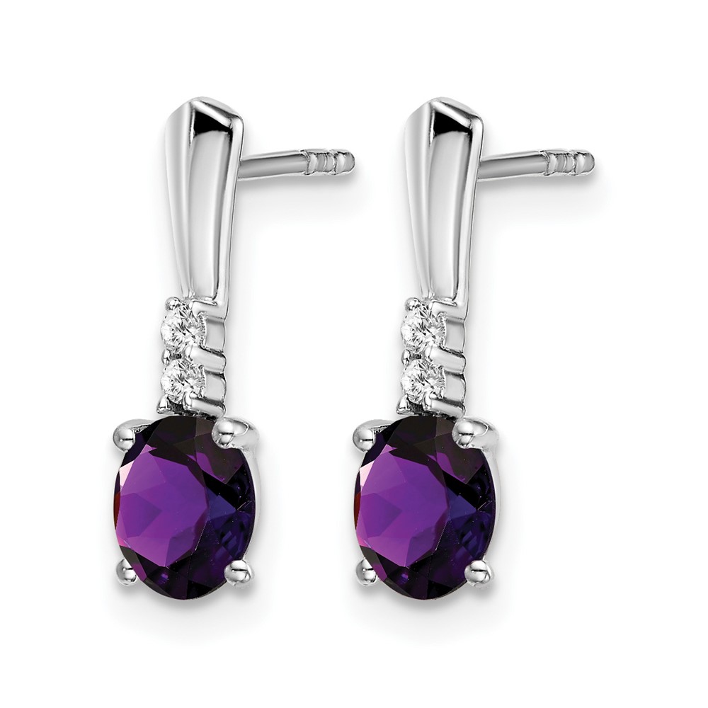 14k White Gold Oval Amethyst and Diamond Dangle Earrings (EM7407-AM-004-WA)