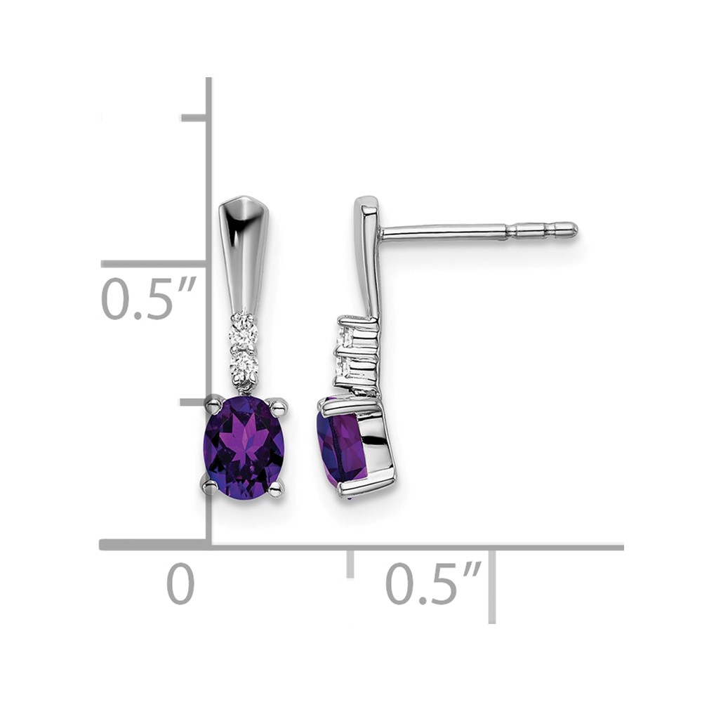 14k White Gold Oval Amethyst and Diamond Dangle Earrings (EM7407-AM-004-WA)