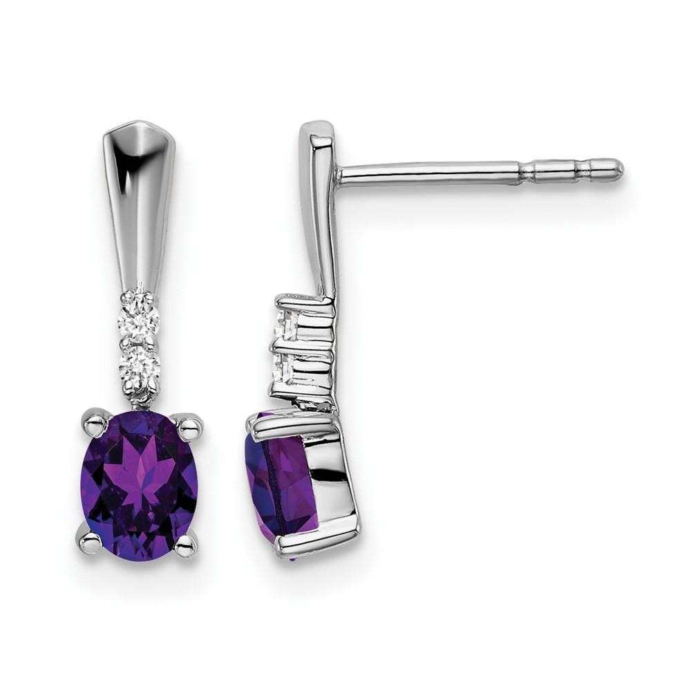 14k White Gold Oval Amethyst and Diamond Dangle Earrings (EM7407-AM-004-WA)