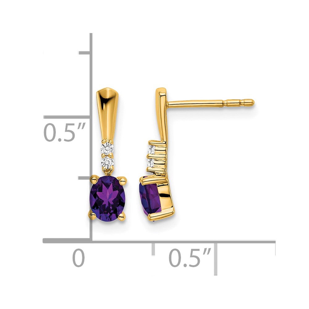14K Oval Amethyst and Diamond Dangle Earrings (EM7407-AM-004-YA)