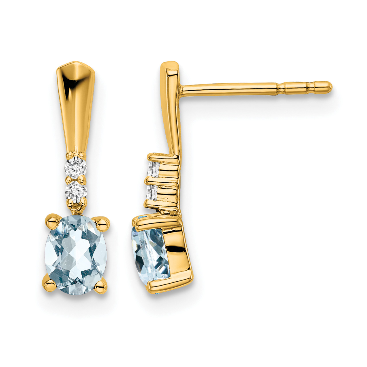 14K Oval Aquamarine and Diamond Dangle Earrings (EM7407-AQ-004-YA)