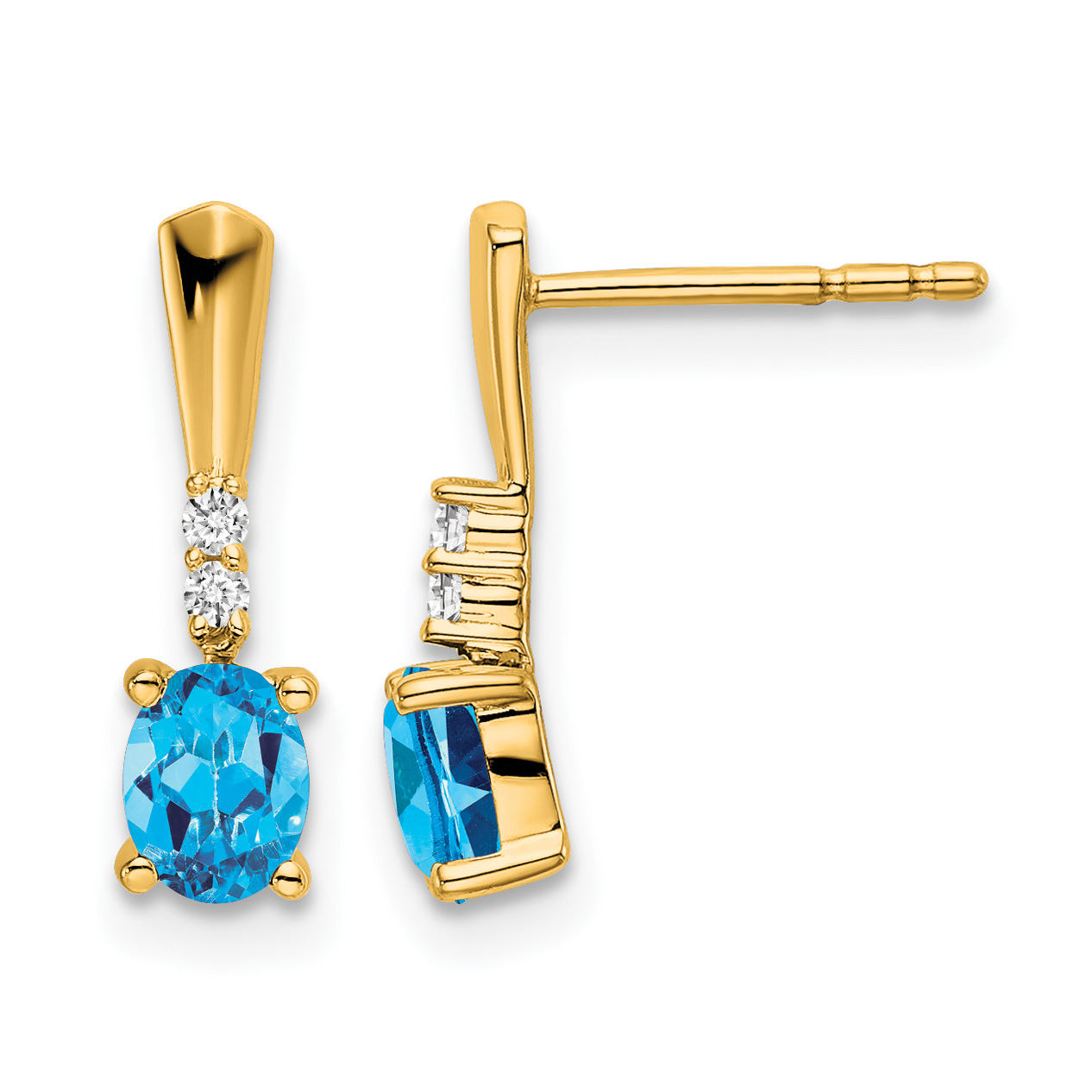 14K Oval Blue Topaz and Diamond Dangle Earrings (EM7407-BT-004-YA)