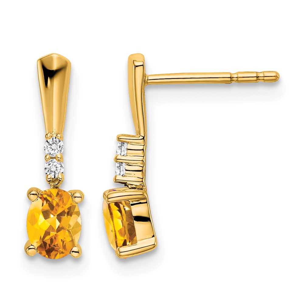 14K Oval Citrine and Diamond Dangle Earrings (EM7407-CI-004-YA)