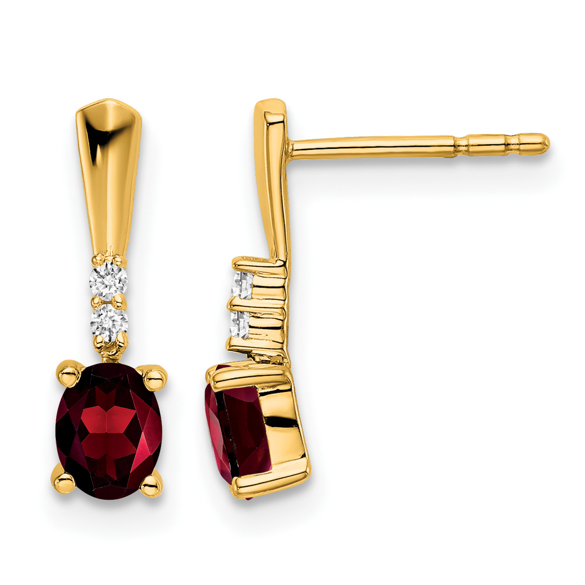14K Oval Garnet and Diamond Dangle Earrings (EM7407-GA-004-YA)