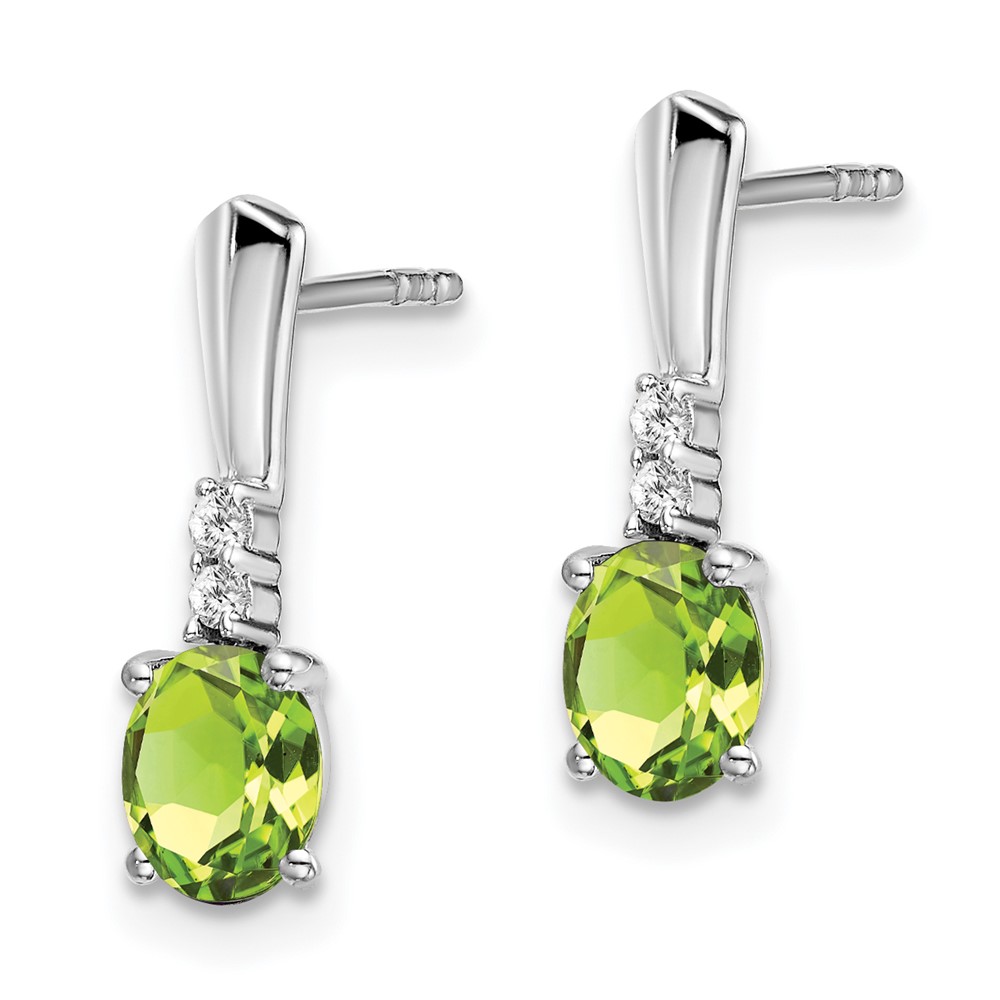 14k White Gold Oval Peridot and Diamond Dangle Earrings (EM7407-PE-004-WA)