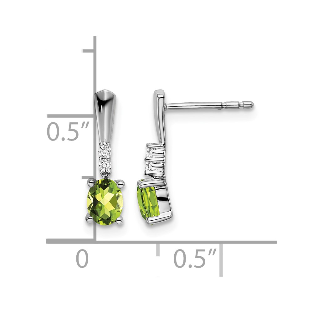 14k White Gold Oval Peridot and Diamond Dangle Earrings (EM7407-PE-004-WA)