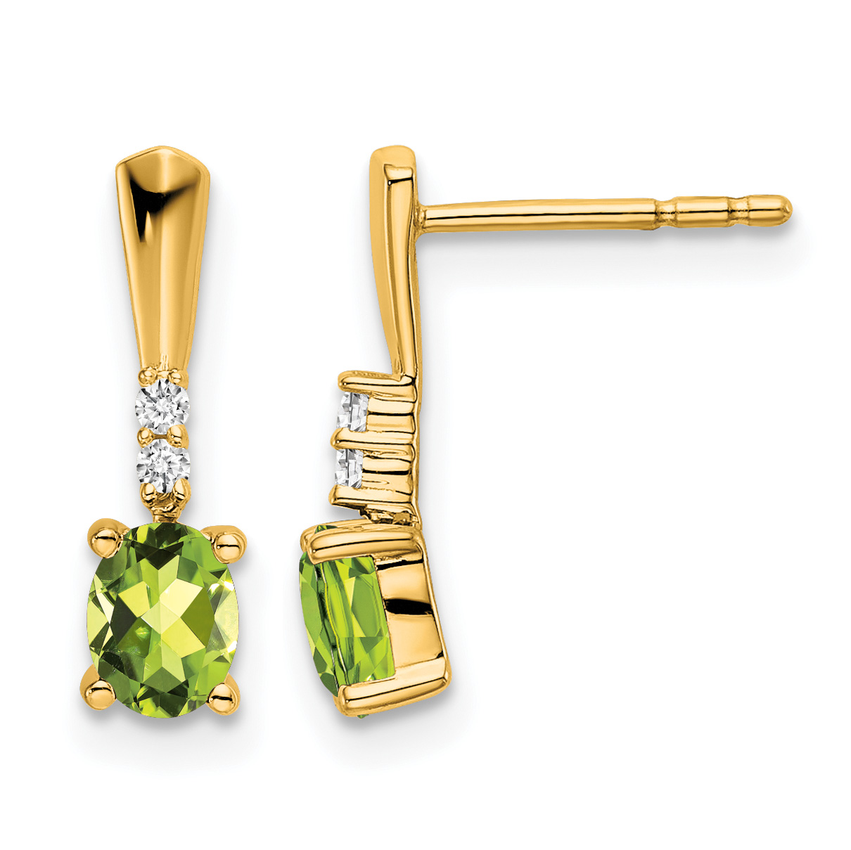 14K Oval Peridot and Diamond Dangle Earrings (EM7407-PE-004-YA)