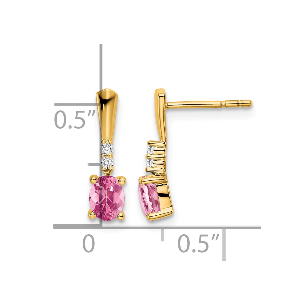 14K Oval Pink Tourmaline and Diamond Dangle Earrings (EM7407-PT-004-YA)