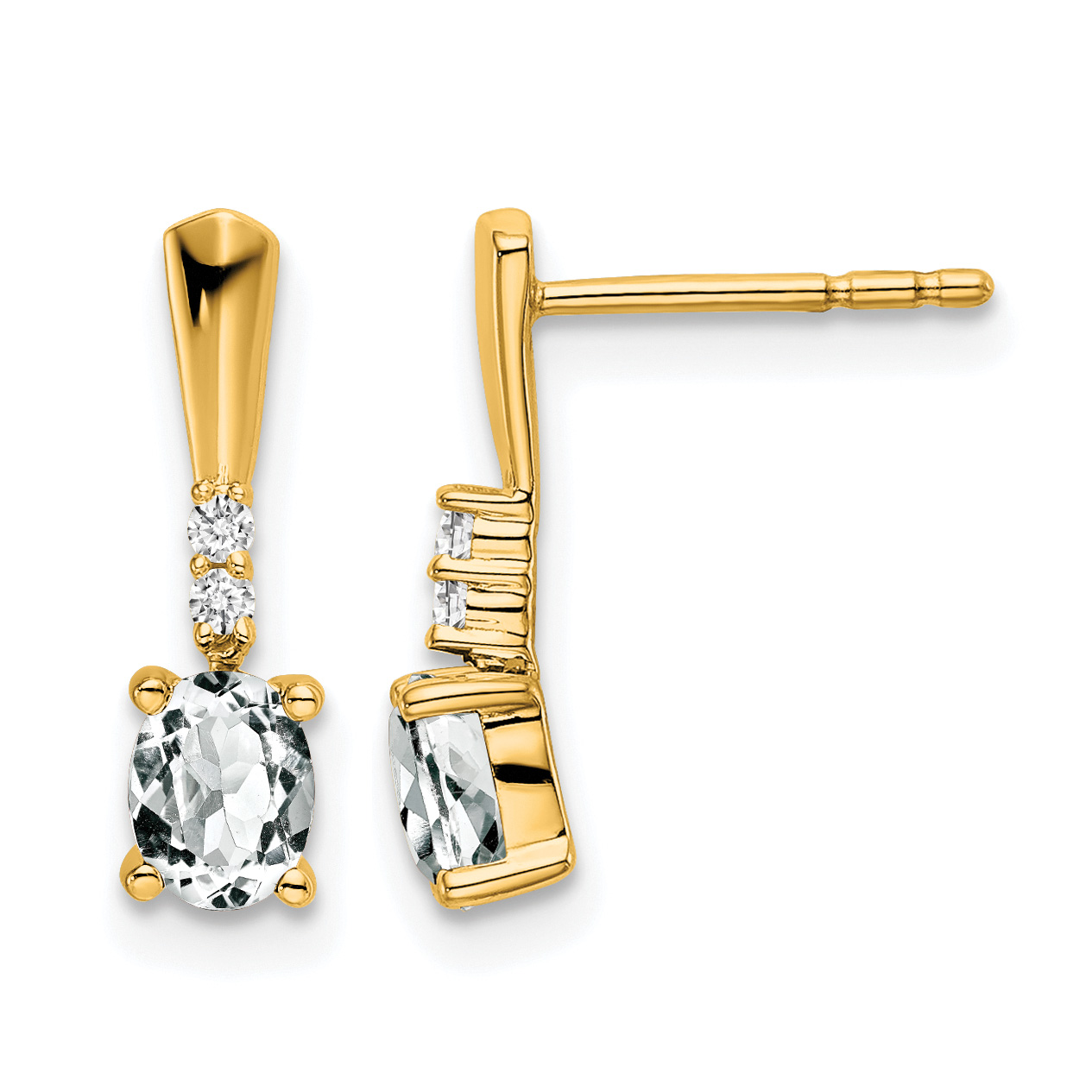 14K Oval White Topaz and Diamond Dangle Earrings (EM7407-WT-004-YA)