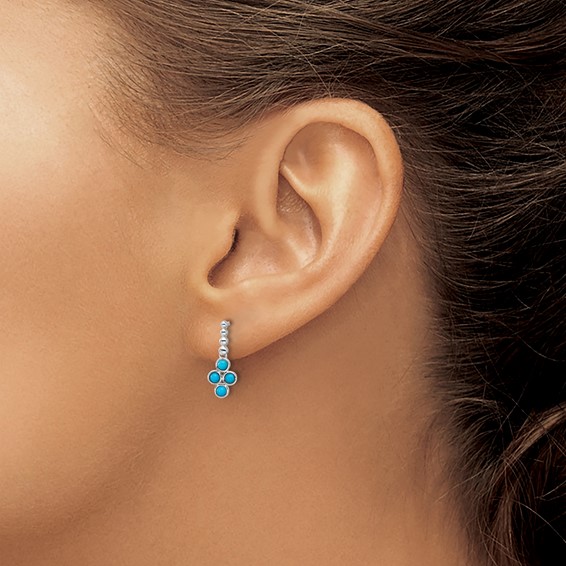 14k White Gold Turquoise Drop Post Earrings