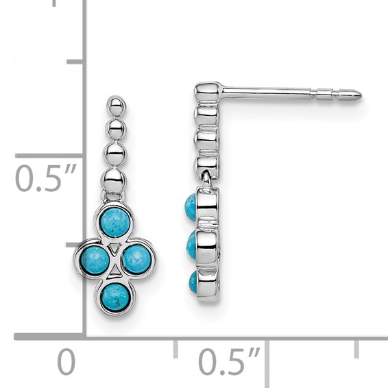 14k White Gold Turquoise Drop Post Earrings