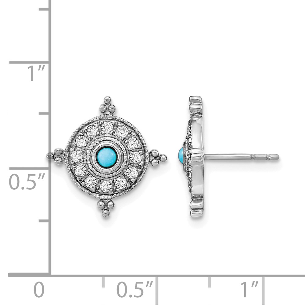 14k White Gold Turquoise and White Topaz Earrings (EM7422-BTQ-W)