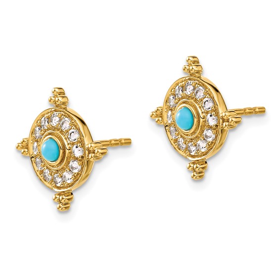 Gold Turquoise Post Earrings