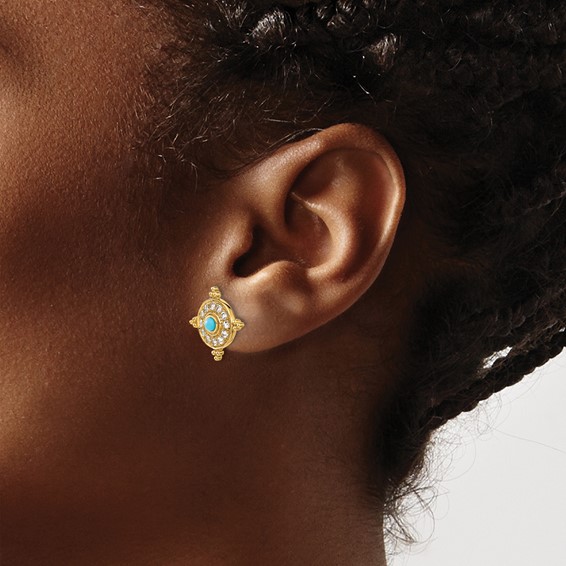 Gold Turquoise Post Earrings