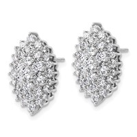 14K White Gold 2.50 Carat Lab Grown Diamond VS SI+ G+ Complete Cluster Post Earrings view 2