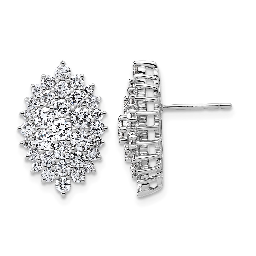 14K White Gold 2.50 Carat Lab Grown Diamond VS SI+ G+ Complete Cluster Post Earrings