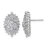 14K White Gold 2.50 Carat Lab Grown Diamond VS SI+ G+ Complete Cluster Post Earrings view 1
