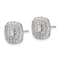 14K White Gold 1.50 Carat Lab Grown Diamond VS SI+ G+ Double Halo Post Earrings view 2