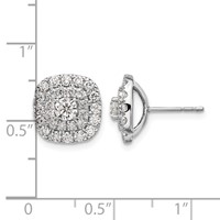 14K White Gold 1.50 Carat Lab Grown Diamond VS SI+ G+ Double Halo Post Earrings view 4