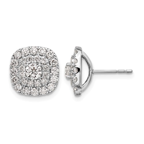14K White Gold 1.50 Carat Lab Grown Diamond VS SI+ G+ Double Halo Post Earrings