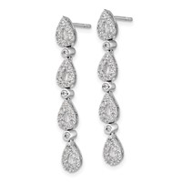 14K White Gold 0.75 Carat Lab Grown Diamond VS SI+ G+ Complete Dangle Teardrop Post Earrings view 2