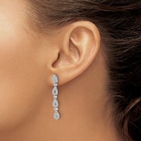 14K White Gold 0.75 Carat Lab Grown Diamond VS SI+ G+ Complete Dangle Teardrop Post Earrings view 3
