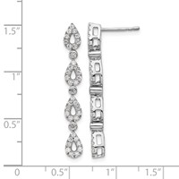 14K White Gold 0.75 Carat Lab Grown Diamond VS SI+ G+ Complete Dangle Teardrop Post Earrings view 4