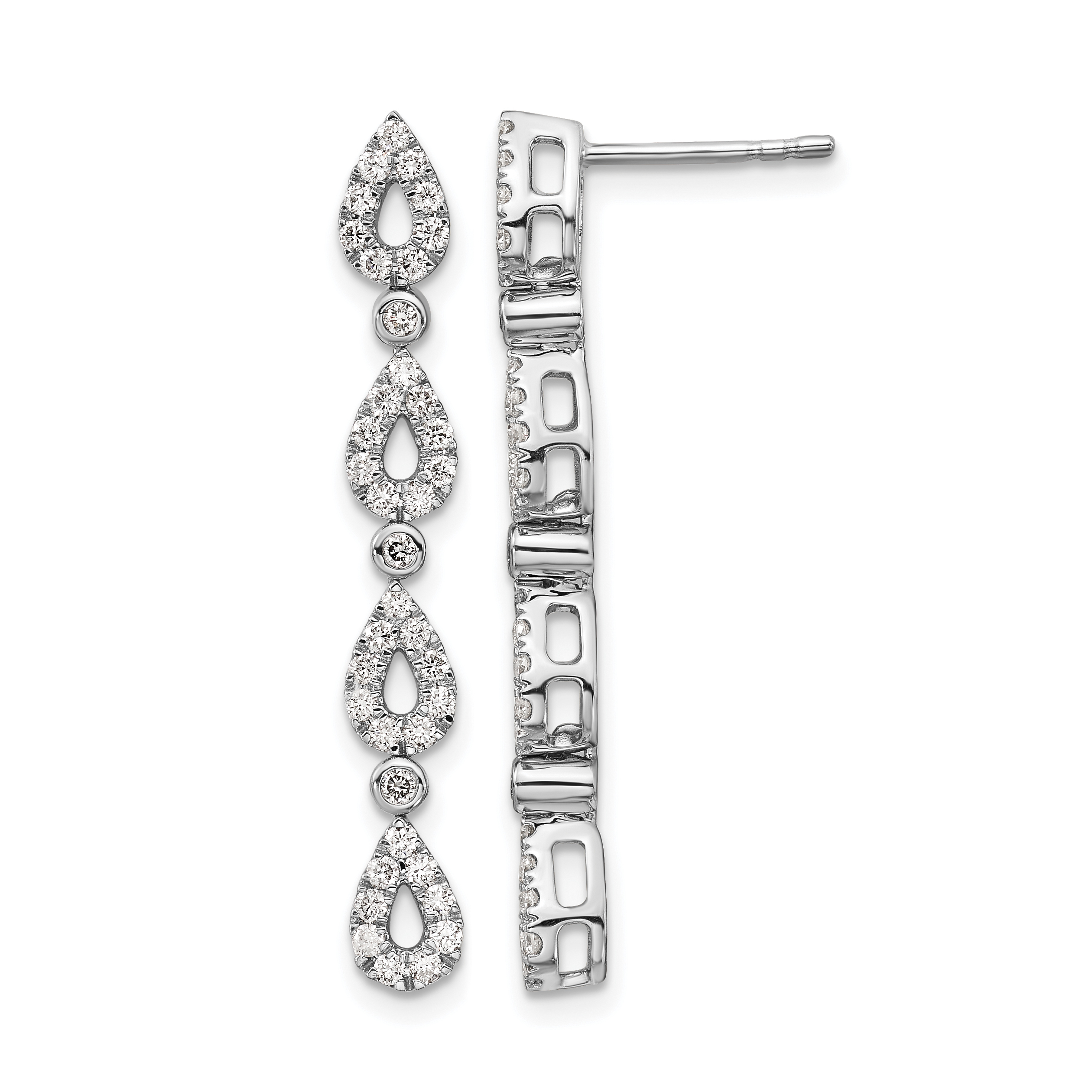 14k White Gold 3/4 carat Lab Grown Diamond VS/SI+ G+ Complete Dangle Teardrop Post Earrings (EM7450-080-WLG)