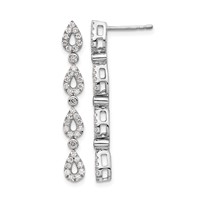 14K White Gold 0.75 Carat Lab Grown Diamond VS SI+ G+ Complete Dangle Teardrop Post Earrings view 1