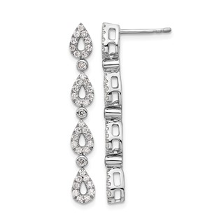 14k White Gold 3/4 carat Lab Grown Diamond VS/SI+ G+ Complete Dangle Teardrop Post Earrings
