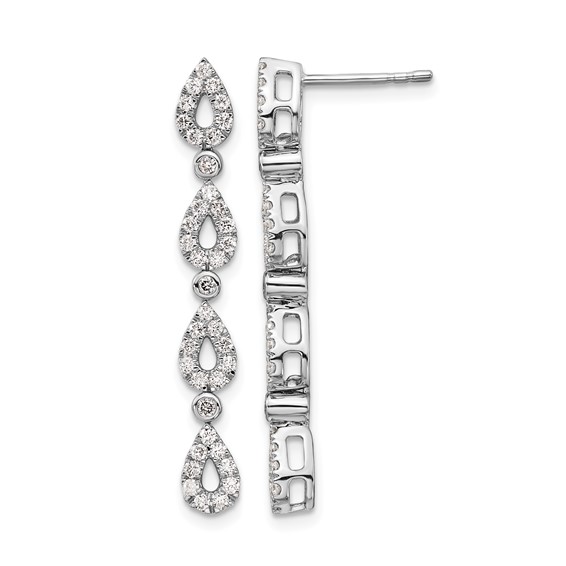 14k White Gold 3/4 carat Lab Grown Diamond VS/SI+ G+ Complete Dangle Teardrop Post Earrings