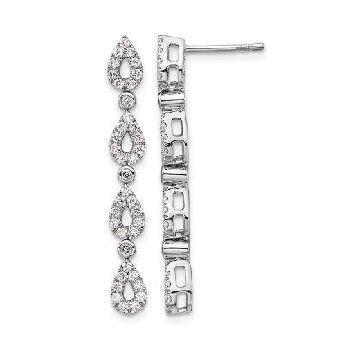 14K White Gold 0.75 Carat Lab Grown Diamond VS SI+ G+ Complete Dangle Teardrop Post Earrings