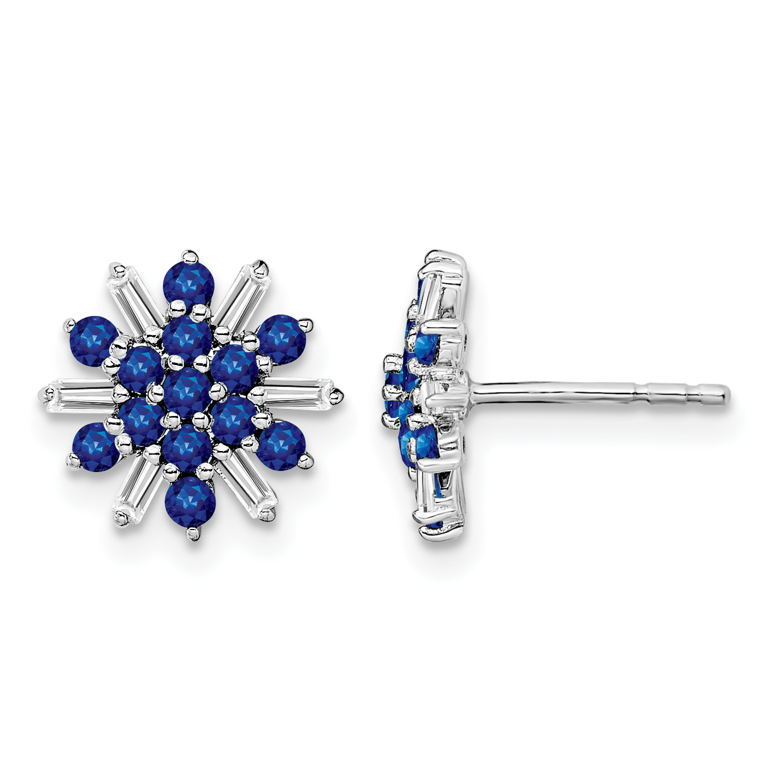 14k White Gold Sapphire and Diamond Earrings (EM7454-SA-18-WA)