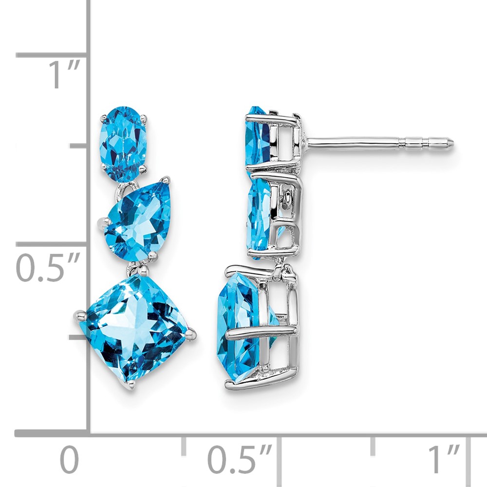 14k White Gold Blue Topaz Dangle Earrings (EM7457-BT-W)