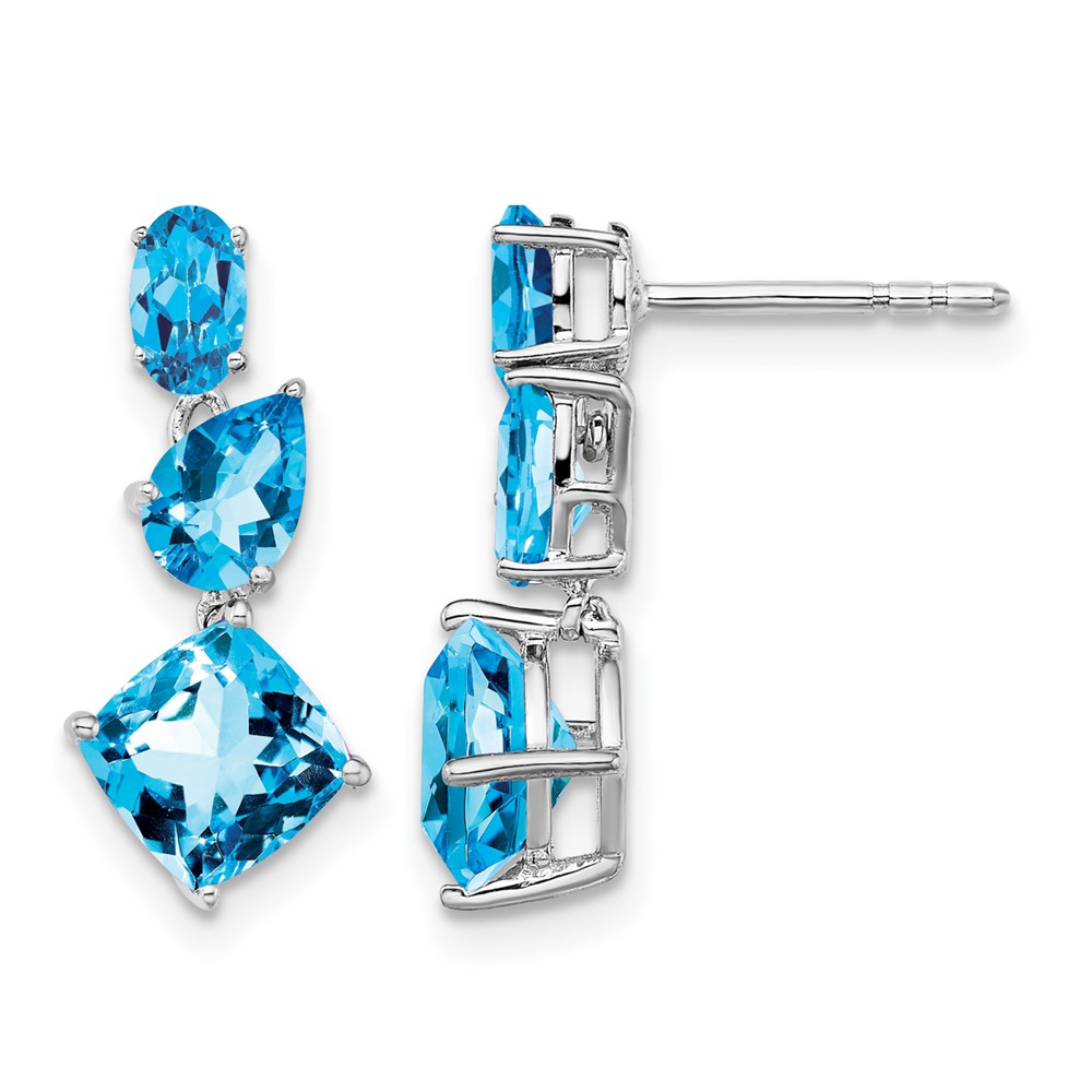 14k White Gold Blue Topaz Dangle Earrings (EM7457-BT-W)