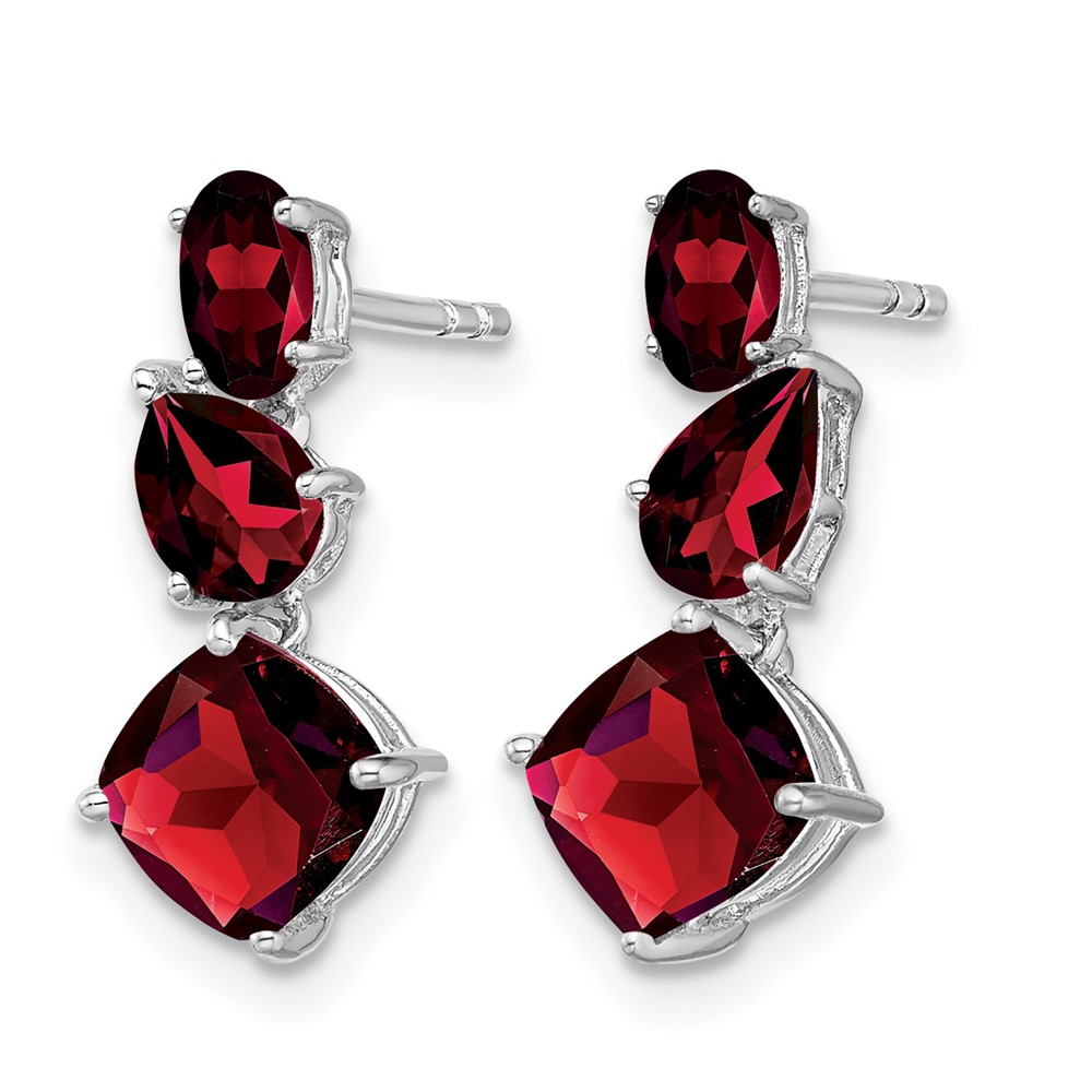 14k White Gold Garnet Dangle Earrings (EM7457-GA-W)