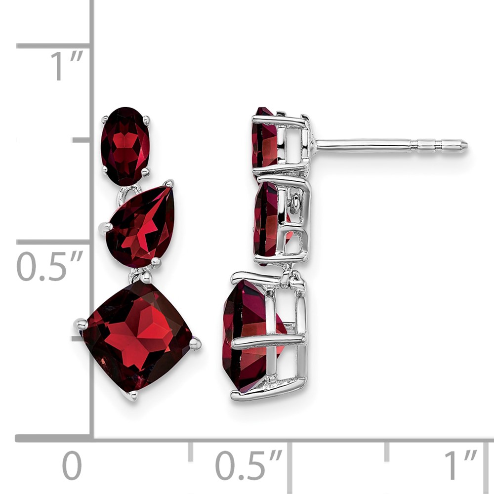 14k White Gold Garnet Dangle Earrings (EM7457-GA-W)