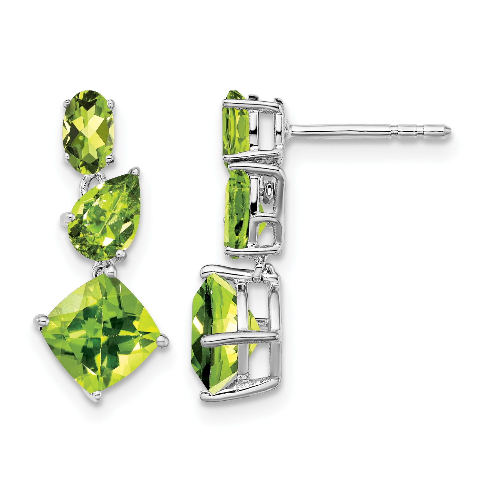14k White Gold Peridot Dangle Earrings (EM7457-PE-W)
