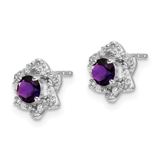 Gemstone & Diamond Post Earrings