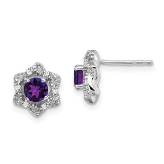Gemstone & Diamond Post Earrings