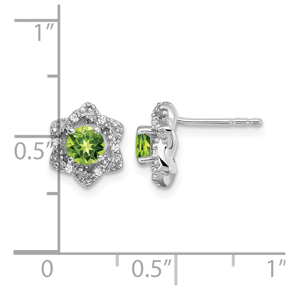 14k White Gold Peridot and Diamond Post Earrings (EM7459-PE-006-WA)