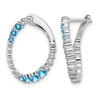 14k White Gold Amethyst Oval Hoop Earrings                                 