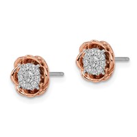 14K Two-Tone 0.25 Carat Lab Grown Diamond VS SI+ G+ Cluster Flower Post Earrings view 2