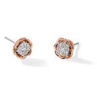 14K Two-Tone 0.25 Carat Lab Grown Diamond VS SI+ G+ Cluster Flower Post Earrings view 4