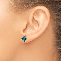 14K White Gold 0.20 Carat Lab Grown Diamond VS SI+ G+ and Created Emerald Post Earrings view 3