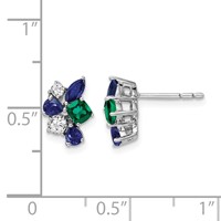 14K White Gold 0.20 Carat Lab Grown Diamond VS SI+ G+ and Created Emerald Post Earrings view 5