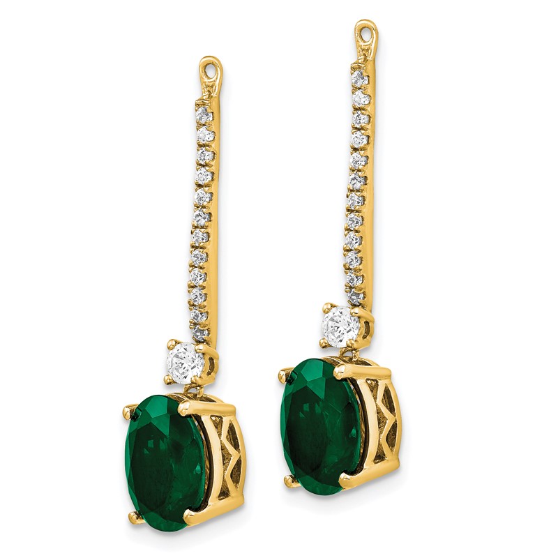 14K White Gold Lab Grown VS/SI+ G+ Dia & Created Emerald Earring Jackets